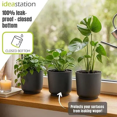 Produktbild von Famanu Blumentopf Set 3 Stück 15 cm - Anthrazit
