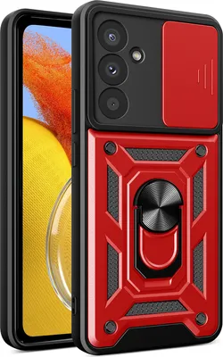 Produktbild von Hülle für Samsung Galaxy M14 5G mit Ring Ständer Halter Dia Kameraschutz TPU PC Hybrid Handyhülle Rot