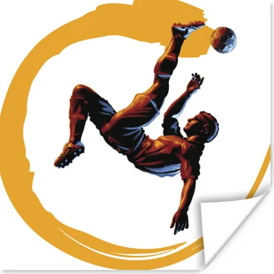 Produktbild von MuchoWow® Poster Illustration eines Fußballers, der einen Fallrückzieher macht - Jungen - Mädchen - Kinder 100x100 cm - Babyzimmer