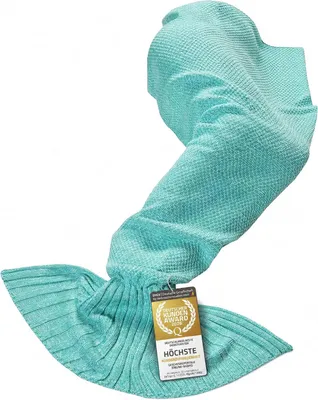 Productafbeelding van Feluna zeemeerminnendeken voor dames en kinderen – knuffeldeken met schubbenmotief en staartvin om in te kruipen, 180 x 85 cm, mint turquoise