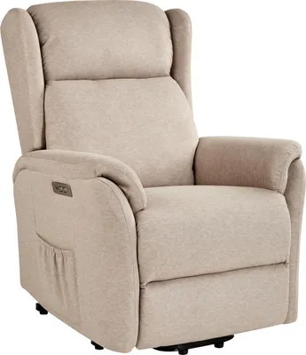 Produktbild von BELIANI Sessel Taupe Samt Elektrisch Verstellbar mit Armlehnen Fußablage Relaxfunktion USB-Port Modern Relaxsessel Wohnzimmer Büro Arbeitszimmer