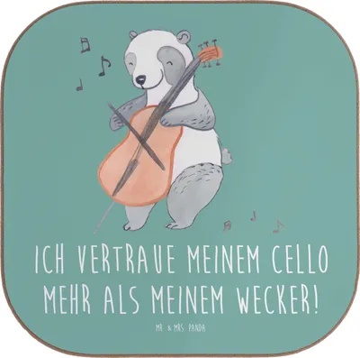 Produktbild von Mr. & Mrs. Panda Untersetzer für Gläser Cello Vertrauen - Meeresbrise - Geschenk, Orchester, Musikinstrument, Musiker, Glas, Instrument, Tassenuntersetzer, Kammermusik
