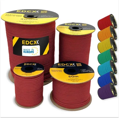 Imagen del producto de Cuerda paracord de nylon de 4 mm, de 7 hebras, 100 metros, resistente a la rotura, ideal para actividades al aire libre y manualidades