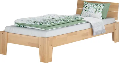 Produktbild von Einzelbett Buchebett lackiert Massivholz Bettrahmen Futonbett 90x200 mit wählbarem Zubehör V-60.82-09Rollrost und Matratze inkl.
