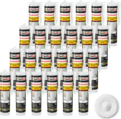 Produktbild von Isolbau Fassaden-Acryl - 24 x 300 ml Acryl-Dichtstoff mit Körnung zum Füllen von Rissen & Fugen im Innen- & Außenbereich - Weiß