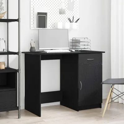 Immagine prodotto di Maison Exclusive - Scrivania, finitura effetto legno nero rovere, realizzata in materiale composito