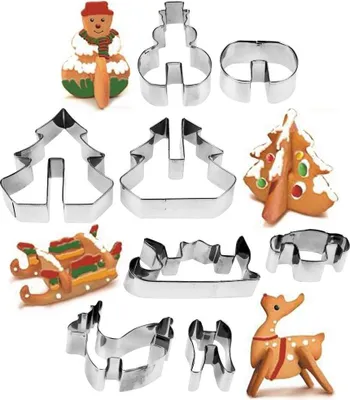 Produktbild von 8er Set Weihnachtsformen für 3D-Lebkuchen aus Edelstahl