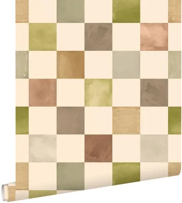 Produktbild von ESTAhome Tapete Karomuster Grün und Braun 50 x 900 cm