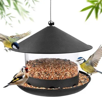 Produktbild von Famanu Vogel-Futterspender für Wildvögel - Futterstation - hängendes Vogelhaus - höhenverstellbar - für Garten und Balkon