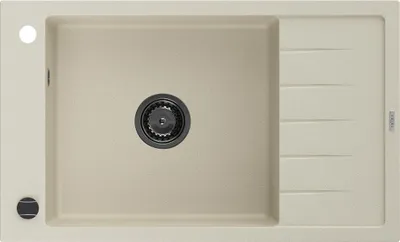 Produktbild von Mexen Elias Granitspüle 1-Becken mit Abtropffläche 795 x 480 mm, beige, schwarzer Siphon - 6511791005-69-B