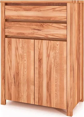 Produktbild von Kommode Tinci aus Kernbuche massiv 80x45x112 mit 2 Türen 2 Schubladen Holzbeinen