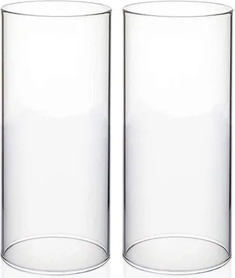 Produktbild von Famanu Zylindrische Glas-Kerzenhalter - Transparent - Set von 2 - 7,5 cm Durchmesser - 15,2 cm hoch