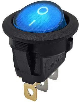 Produktbild von ProRide Wippschalter ON/OFF KCD2-12 - 3-polig - rund - 12 V/20 A - blau