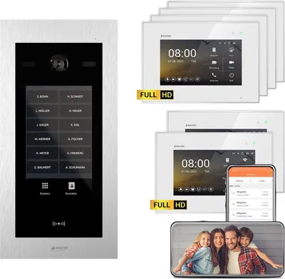Produktbild von BALTER EVO HD Touch 7 Silber/Weiß 4x7" +2x7" WiFi Video Türsprechanlage bis 1000 Familienhaus