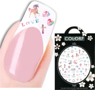 Produktbild von 3D Nagel Sticker Nail Art Aufkleber Einhorn Unicorn Herz Aufkleber