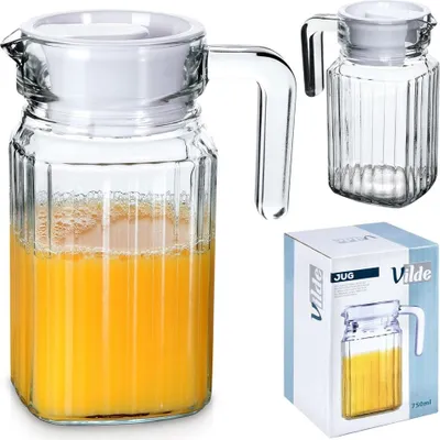 Produktbild von Vilde Krug Kanne Glaskrug Karaffe mit Deckel aus Glas 650 ml