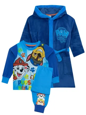 Produktbild von PAW PATROL Bademantel Und Pyjama Set | Chase, Rubble, Marshal Morgenmantel Und Schlafanzug Für Jungen | Blau 98