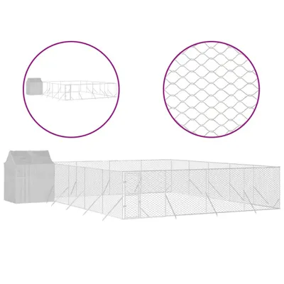 Obrázek produktu pro Venkovní psí kotec se střechou stříbrný 10 x 10 x 2,5 m ocel