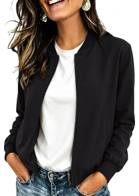 Image de Veste bomber pour femmes - Légère, couleur noire