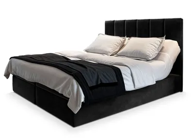 Produktbild von Masseno Boxspringbett BARINO 140x200 cm Komplett-Set mit Bonell Matratze und Topper, Polsterbett mit Bettkästen -Schwarz, KRONOS 07