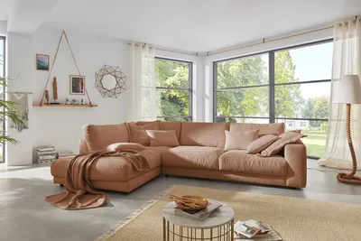Produktbild von KAWOLA Sofa MADELINE Ecksofa Cord rost Recamiere links