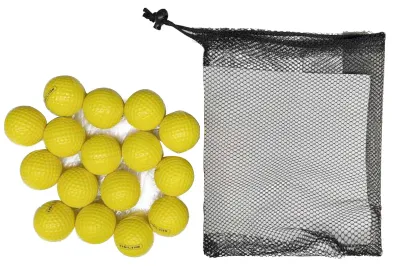 Produktbild von 16er-Pack Übungsgolfbälle, 41 mm, realistisches Schlaggefühl, Trainingsbälle für drinnen und draußen, gelb