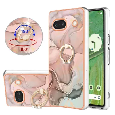 Immagine prodotto di Custodia per Google Pixel 7A, custodia protettiva in silicone TPU bumper a fantasia con supporto ad anello Crème