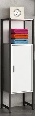 Produktbild von VCM Holz/Metall Badmöbel | Midischrank | Maße: H. 114 x B. 33 x T. 30 cm | Badregal | 1 Drehtür | 1 offenes Fach - Edino