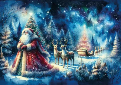 Productafbeelding van KUNSTPUZZLE: Kerstman onder de sterrenhemel, 260 stukjes