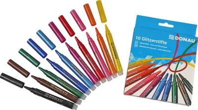 Immagine prodotto di DONAU 5160000-99 Penne in fibra glitterate - confezione da 10 pezzi