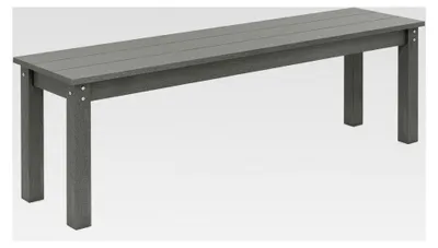 Produktbild von Wetterfeste Gartenbank, Sitzbank für 3 Personen, Balkonbank ohne Lehne, Gartenbank in Holzoptik aus Kunststoff, Parkbank bis 340 kg belastbar, Bank für den Außenbereich 140 x 35 x 45 cm (Grau)