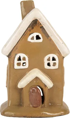Immagine prodotto di Clayre & Eef Portacandele House 10x10x16 cm in Vetroceramica marrone