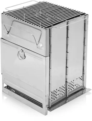 Produktbild von Holzkohlegrill – Edelstahl – Faltbar – Tragbar – Kompakt – 14 x 14 x 20,5 cm – Grill
