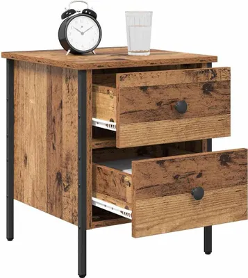 Image de vidaXL Table de nuit vieux bois 40 x 42 x 50 cm bois stratifié et métal
