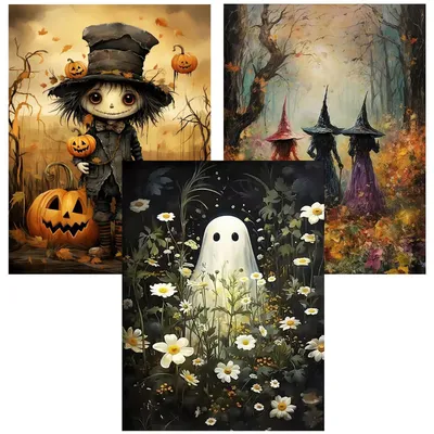 Produktbild von Diamond Painting Set - 3-teilig mit Geist-Hexe Motiv - DIY Bastelset für Wanddekoration - 30 x 40 cm