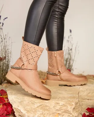 Produktbild von Royalfashion Hellbraune durchbrochene Damenstiefel Sajaas, Größe 37