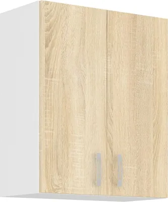 A wall-mounted kitchen cabinet with two doors.