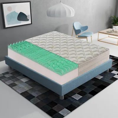 Immagine prodotto di Materasso 160x190 cm, Alto 25 cm, in Memory Foam, 9 zone differenziate, 5 cm Memory, Rigidità H2, 100%  Italy