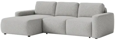 Produktbild von Selsey Carnos Mini – Ecksofa mit Schlaffunktion, Ottomane links, Chenille Hellgrau