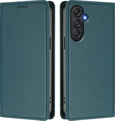 Image de Etui en cuir pour Samsung Galaxy M55, étui magnétique en cuirPolyuréthaneavec support Vert