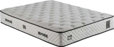 Image de Elégant lit gris avec matelas en bois et textile