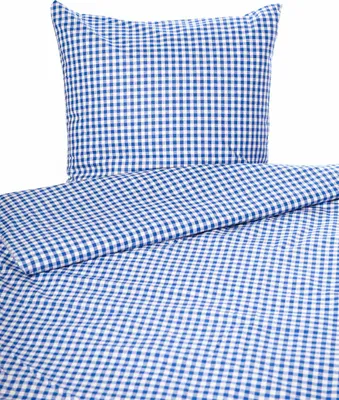 Produktbild von Landhaus Bettwäsche Garnitur 155x220 blau-weiß Hotelverschluss (80x80 oder 80x40), Maße:155 x 220 + 80 x 80