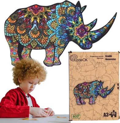 Produktbild von Holzpuzzle Seltenes Nashorn-Puzzle-Set A4 Dekoration Pua4-01740