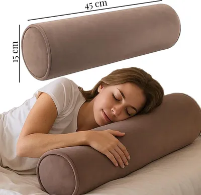 Produktbild von Nackenrolle Velours 45x15 cm – Kopfkissen, Rückenkissen, , sandbeige