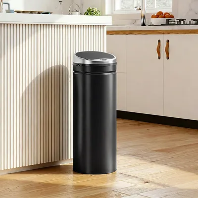 Produktbild von Sensor Mülleimer 50L, Automatischer Abfalleimer, Kücheneimer Edelstahl ABS, Schwarz | 30,5 x 30,5 x 81,5 cm | Infrarotsensor | berührungslos