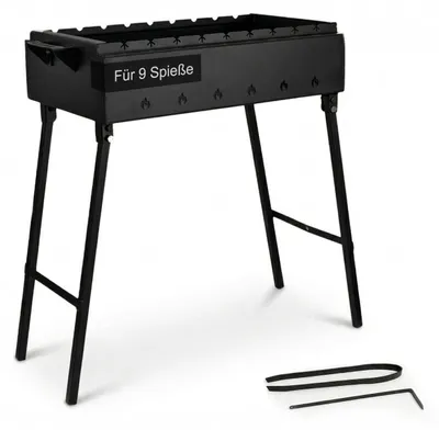 Produktbild von Klappbarer Schaschlikgrill 60 cm 2 mm Stahl Holzkohlegrill BBQ für Spieße oder Grillrost Schaschlik