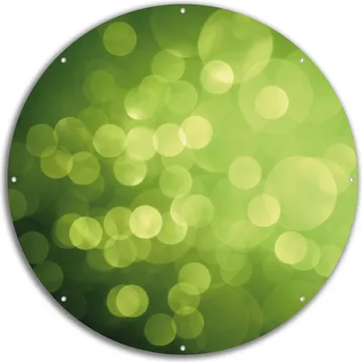 Produktbild von Wallario rundes Outdoor-Poster für Garten oder Balkon, Motiv Abstrakte grüne Kreise  grüne Lichtpunkte, 60 cm Durchmesser