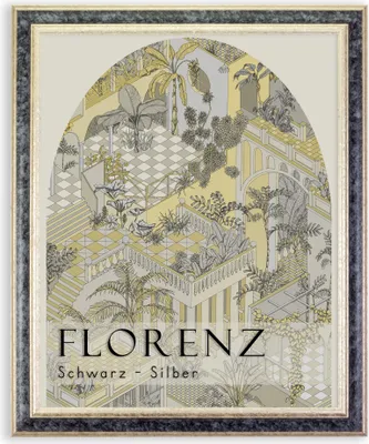 Produktbild von Bilderrahmen Florenz - 70x90 cm, Schwarz Silber Nachbildung, 1 mm Kunstglas entspiegelt