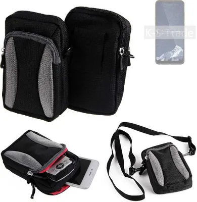 Produktbild von K-S-Trade Holster Schutz Hülle kompatibel mit HiSense E18 Pro Handy Hülle Gürteltasche Umhängetasche mit Zusatzfach schwarz