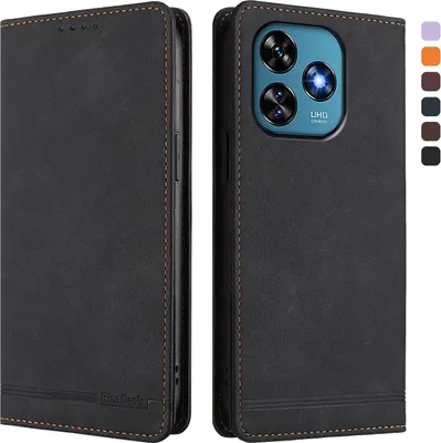 Immagine prodotto di Custodia per Oukitel C51, custodia retro in Finto cuoio flip con supporto e slot per carte Nero